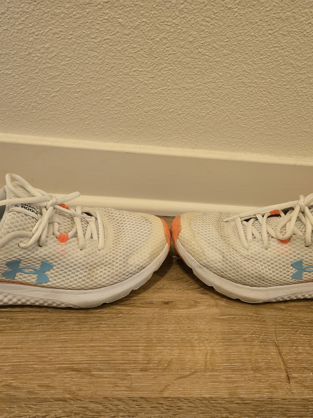 Under Armour White Mesh Athletic Shoes with Blue Logo